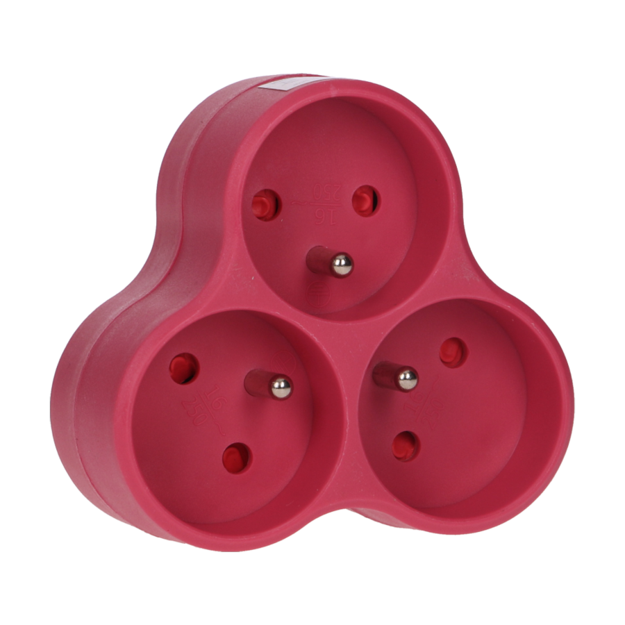 Triple socket outlet, pink