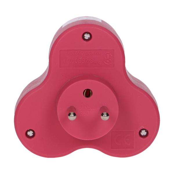 Triple socket outlet, pink