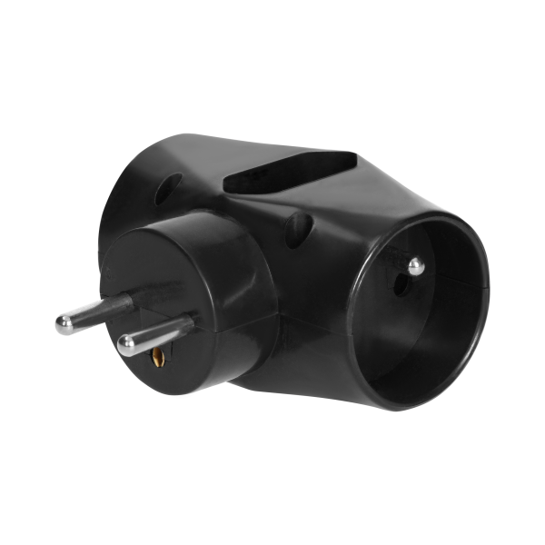 Triple splitter 2x2P+E 1x2P/II, black