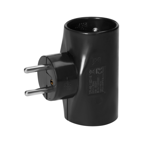 Triple splitter 2x2P+E 1x2P/II, black