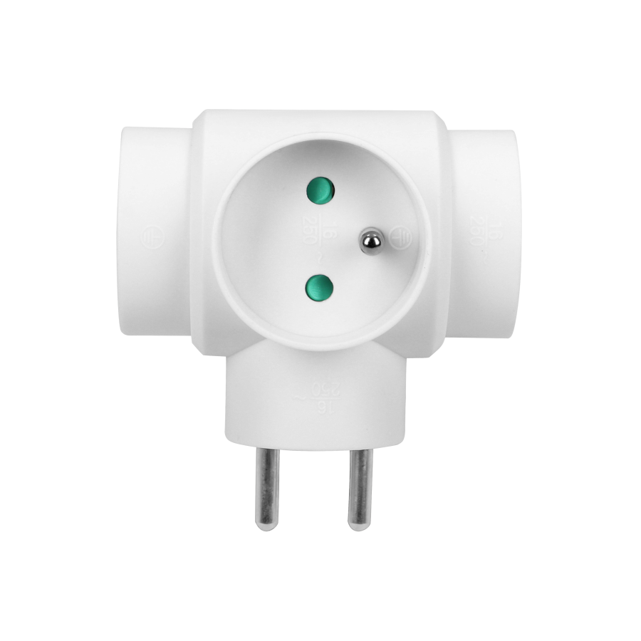 Rozgałęźnik 3x2P+Z, biały