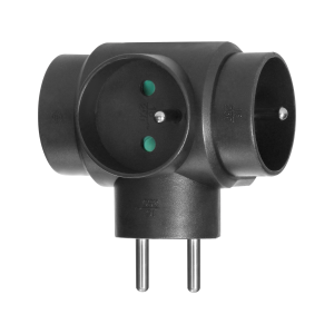 Power splitter 3x2P+E, black