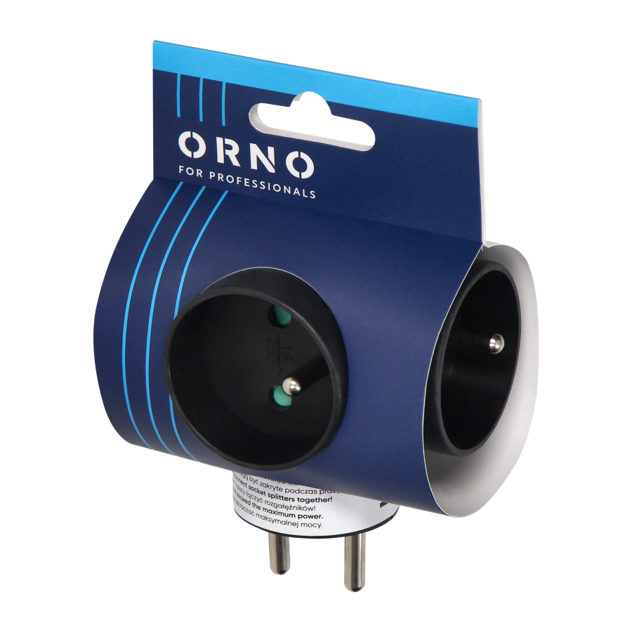 Rozgałęźnik 3x2P+Z, czarny