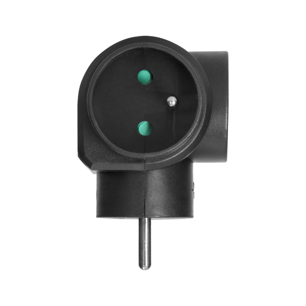 Power splitter 3x2P+E, black