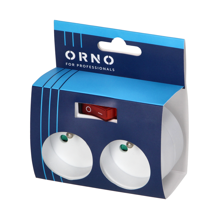 Rozgałęźnik 2x2P+Z z włącznikiem, biały