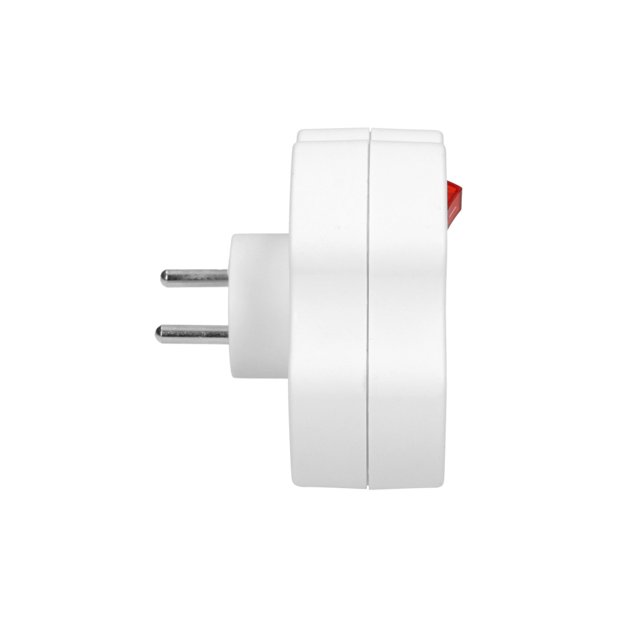Electrical splitter with central switch, 1x2P+E, 2x2P/II, white