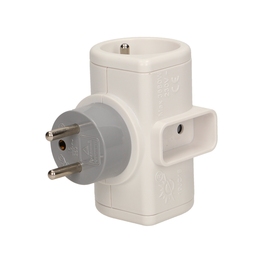 Rotating, triple socket outlet