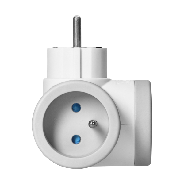 Rozgałęźnik 2P+Z z ładowarką 2xUSB, szybkie ładowanie, biało-szary