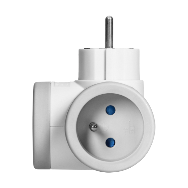 Rozgałęźnik 2P+Z z ładowarką 2xUSB, szybkie ładowanie, biało-szary