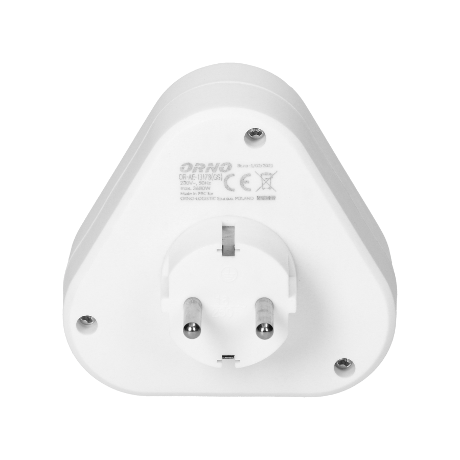 Triple splitter 3x2P+E (Schuko), white