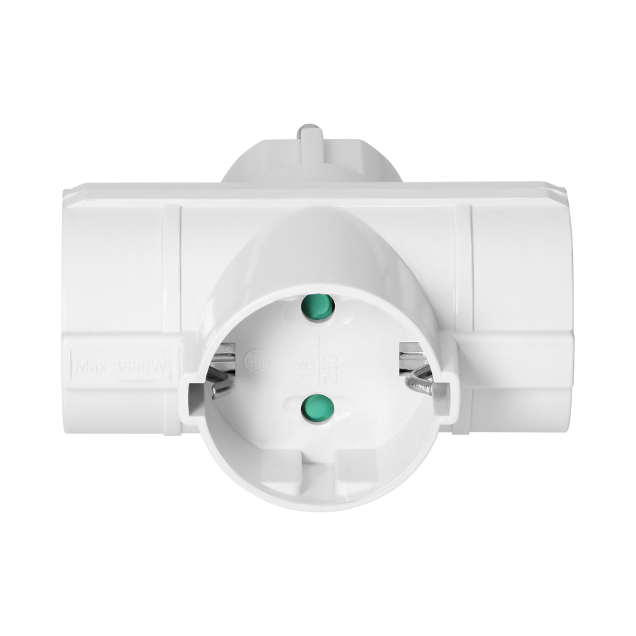 Power splitter 3x2P+E (Schuko), white