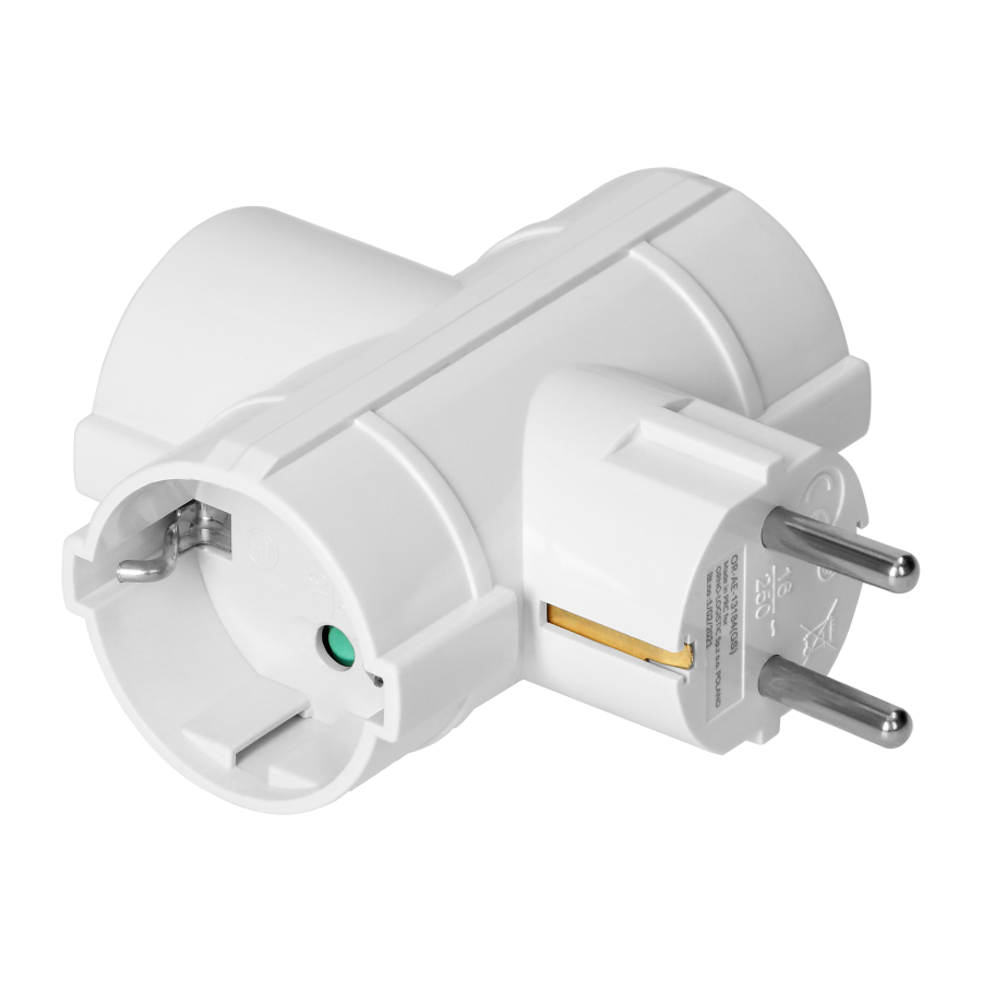 Power splitter 3x2P+E (Schuko), white