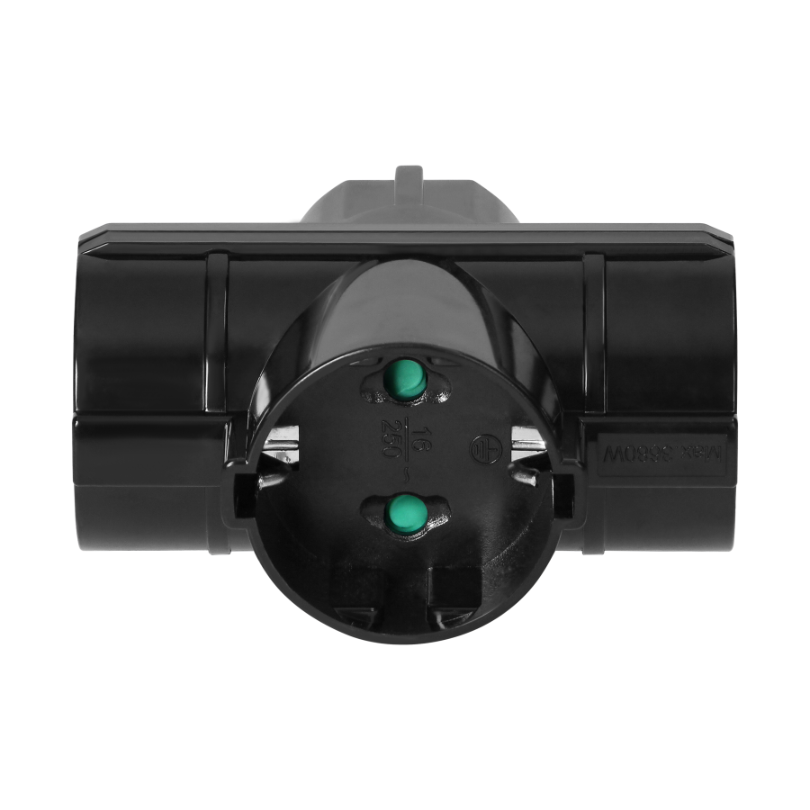 Power splitter 3x2P+E (Schuko), black
