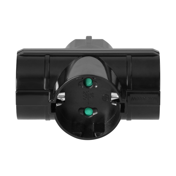 Power splitter 3x2P+E (Schuko), black