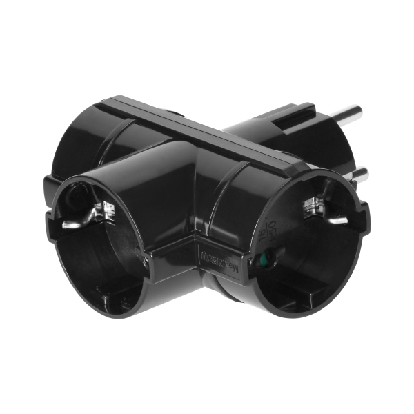 Power splitter 3x2P+E (Schuko), black