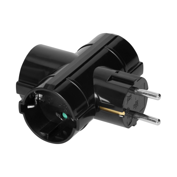 Power splitter 3x2P+E (Schuko), black