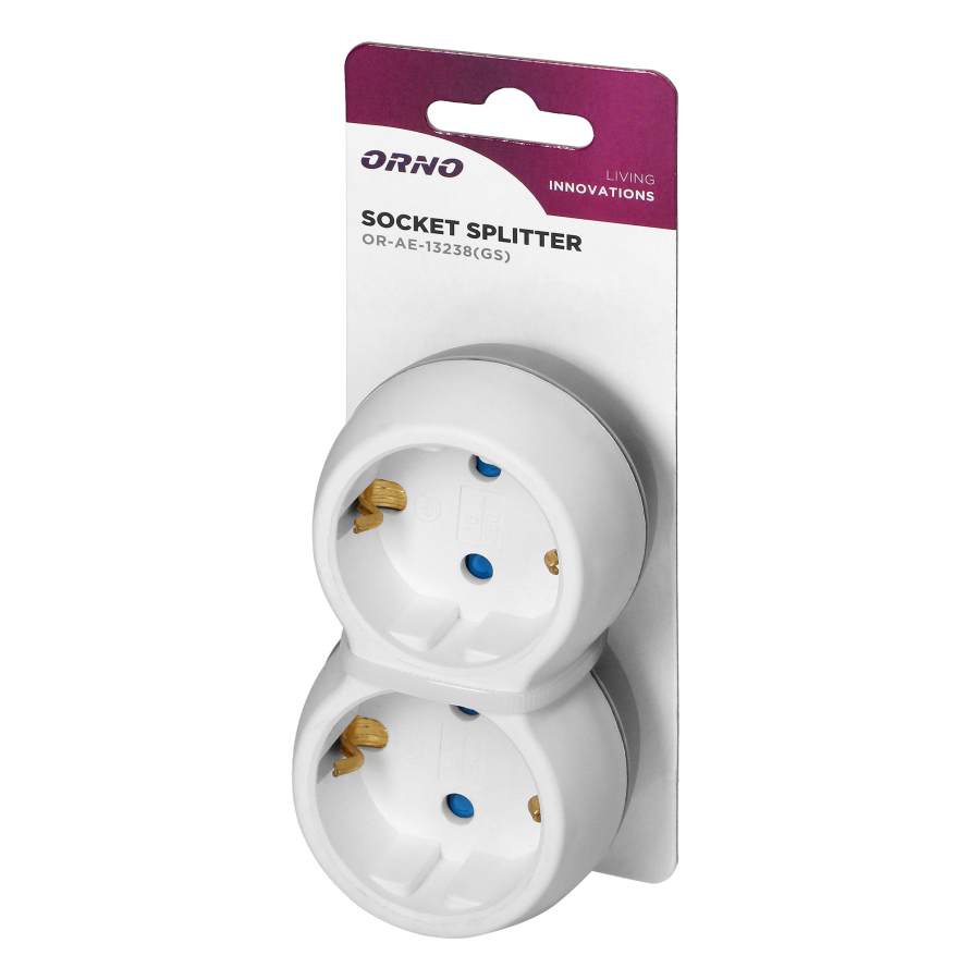 Rozgałęźnik 2x2P+Z (Schuko), biało-szary