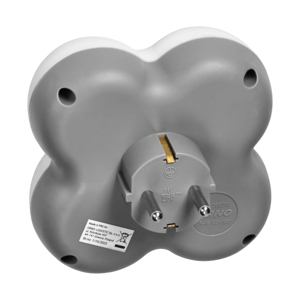 Power socket splitter 4x2P+E (Schuko), white-grey
