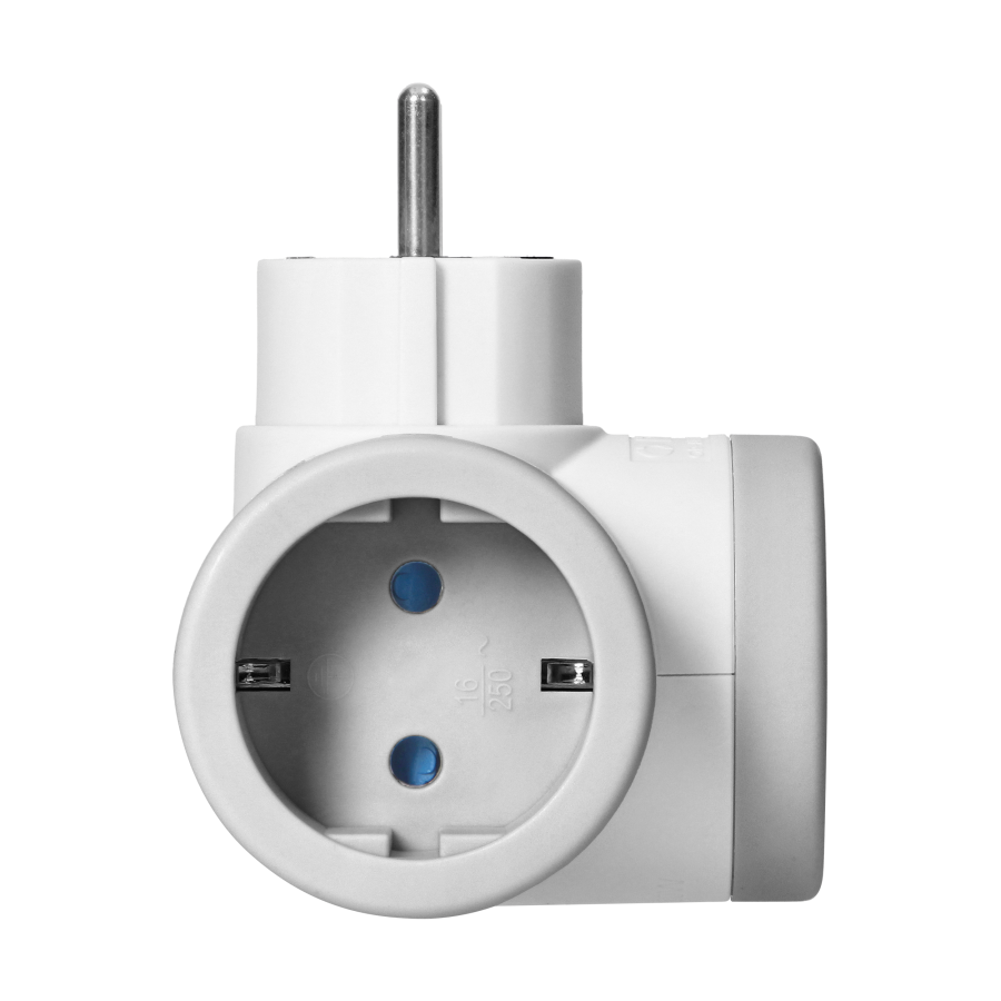 Rozgałęźnik 2P+Z (Schuko) z ładowarką 2xUSB,  szybkie ładowanie, biało-szary