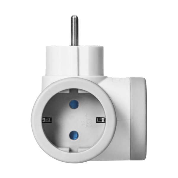 Rozgałęźnik 2P+Z (Schuko) z ładowarką 2xUSB,  szybkie ładowanie, biało-szary