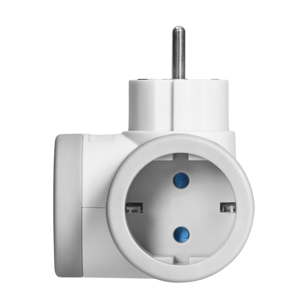 Rozgałęźnik 2P+Z (Schuko) z ładowarką 2xUSB,  szybkie ładowanie, biało-szary