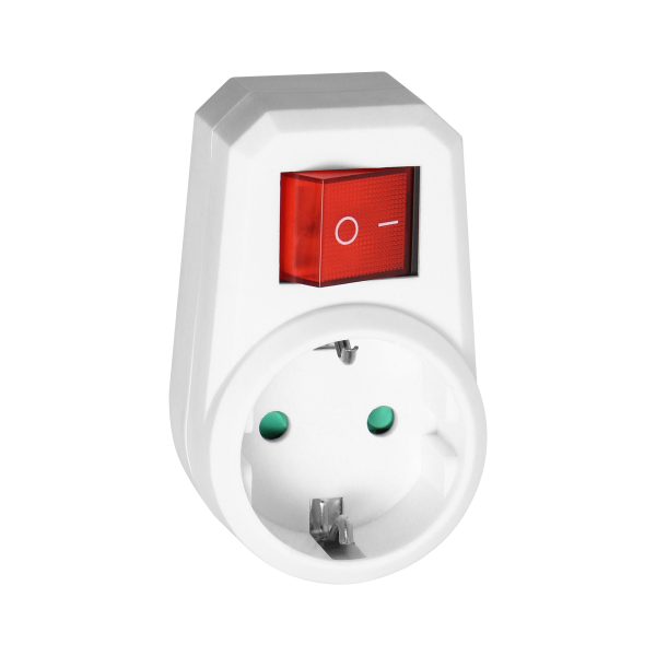 Adapter 1x2P+Z (Schuko) z włącznikiem, biały