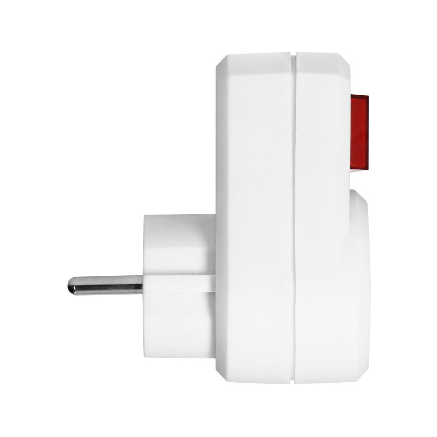 Adapter 1x2P+Z (Schuko) z włącznikiem, biały