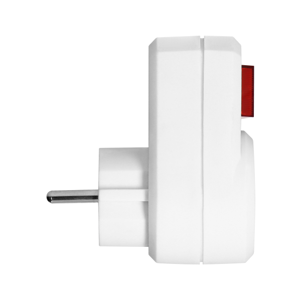 Adapter 1x2P+Z (Schuko) z włącznikiem, biały
