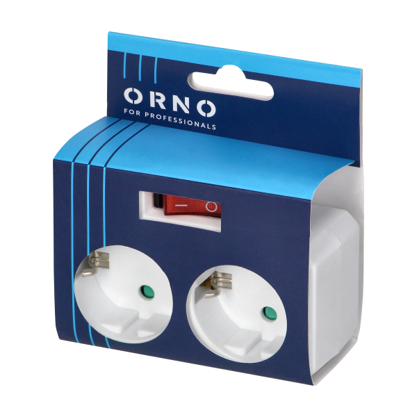 Rozgałęźnik 2x2P+Z (Schuko) z włącznikiem, biały