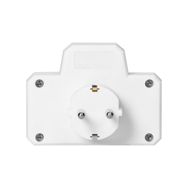 Power splitter 2x2P+E (Schuko) with central switch, white