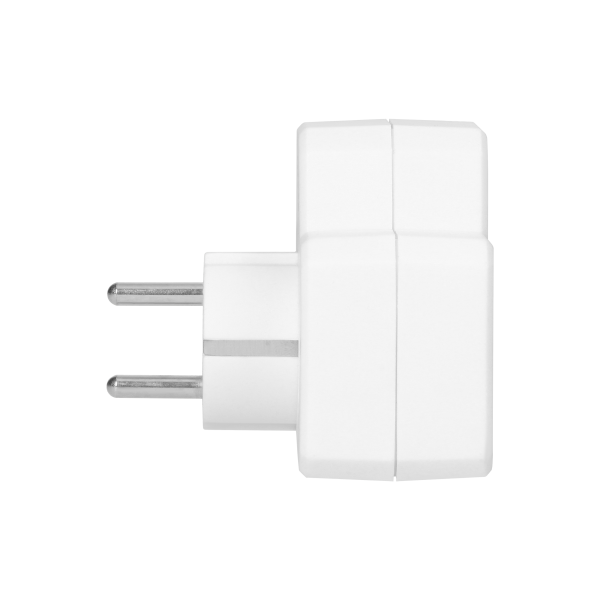 Electrical splitter with central switch, 1x2P+E Schuko, 2x2P/II, white