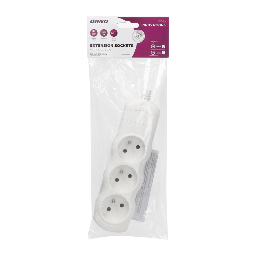 Multi-socket splitter 3x2P+E, white