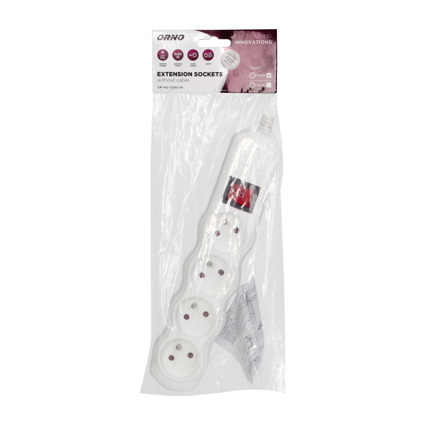 Multi-socket splitter 4x2P+E with central switch, white