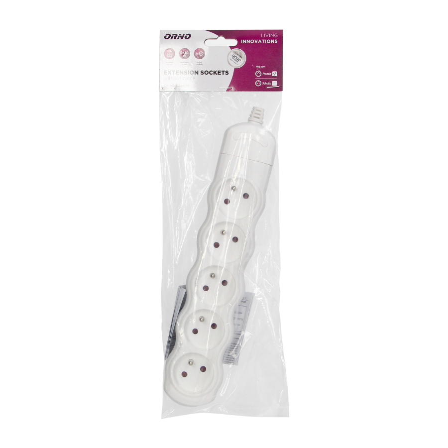 Socket splitter 5x2P+E, white