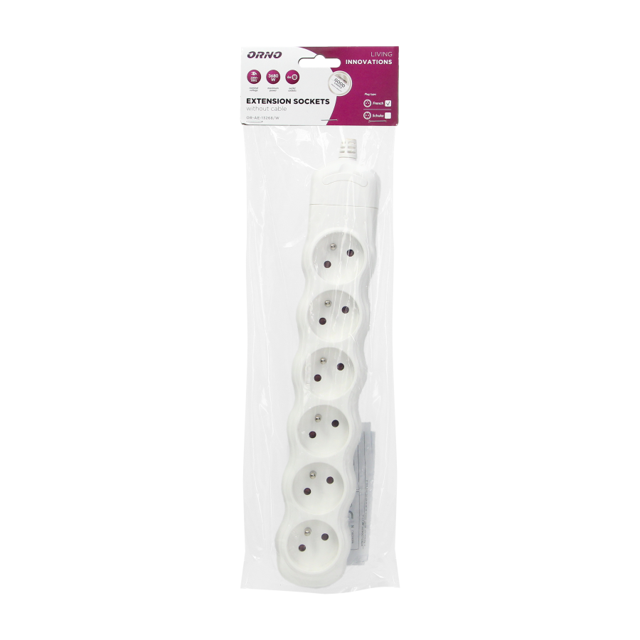 Socket splitter 6x2P+E, white