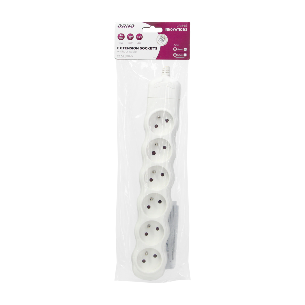 Socket splitter 6x2P+E, white