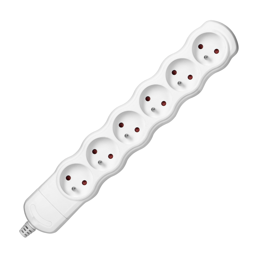 Rozgałęźnik 6x2P+Z, biały