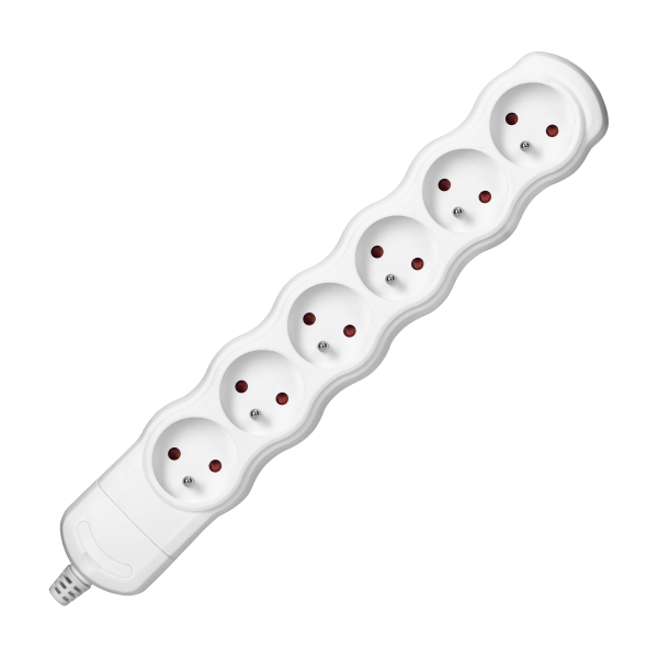 Rozgałęźnik 6x2P+Z, biały