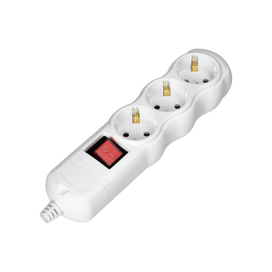 Socket splitter 3x2P+E (Schuko) with central switch, white
