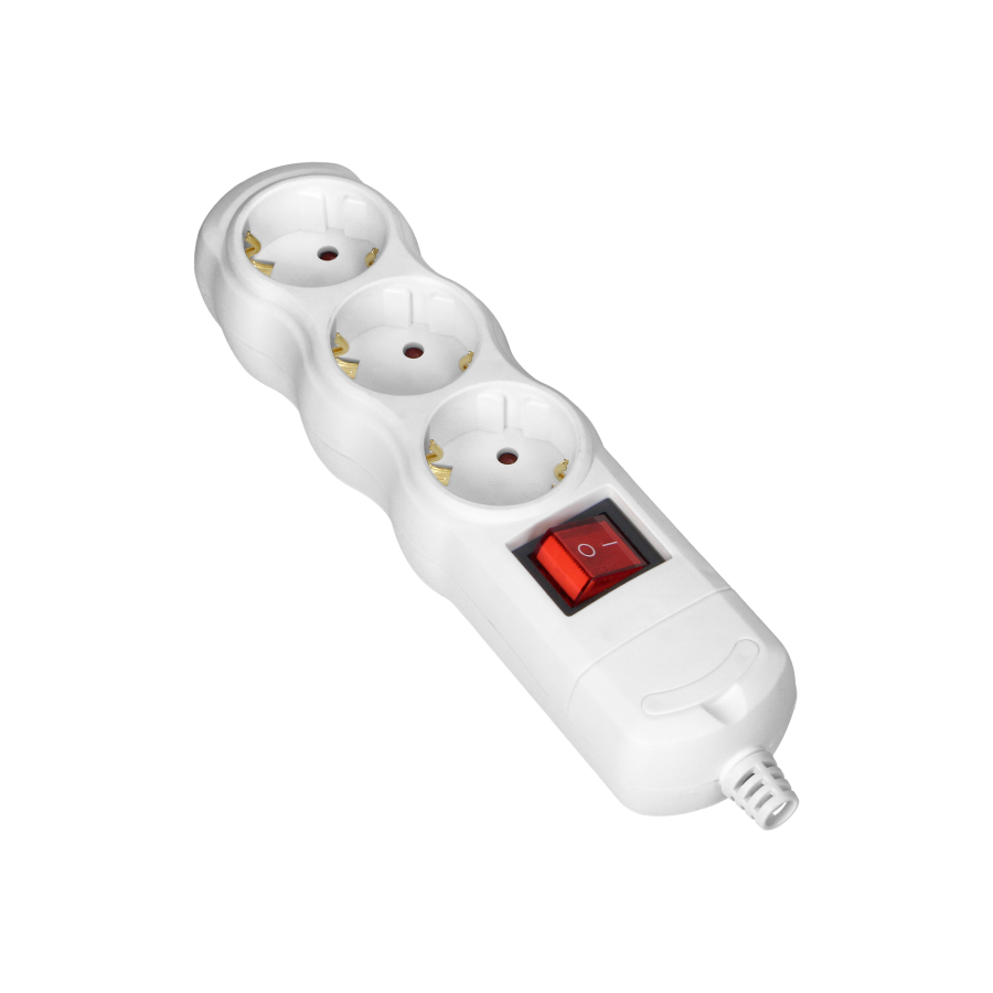 Rozgałęźnik z wyłącznikiem 3x2P+Z Schuko, biały