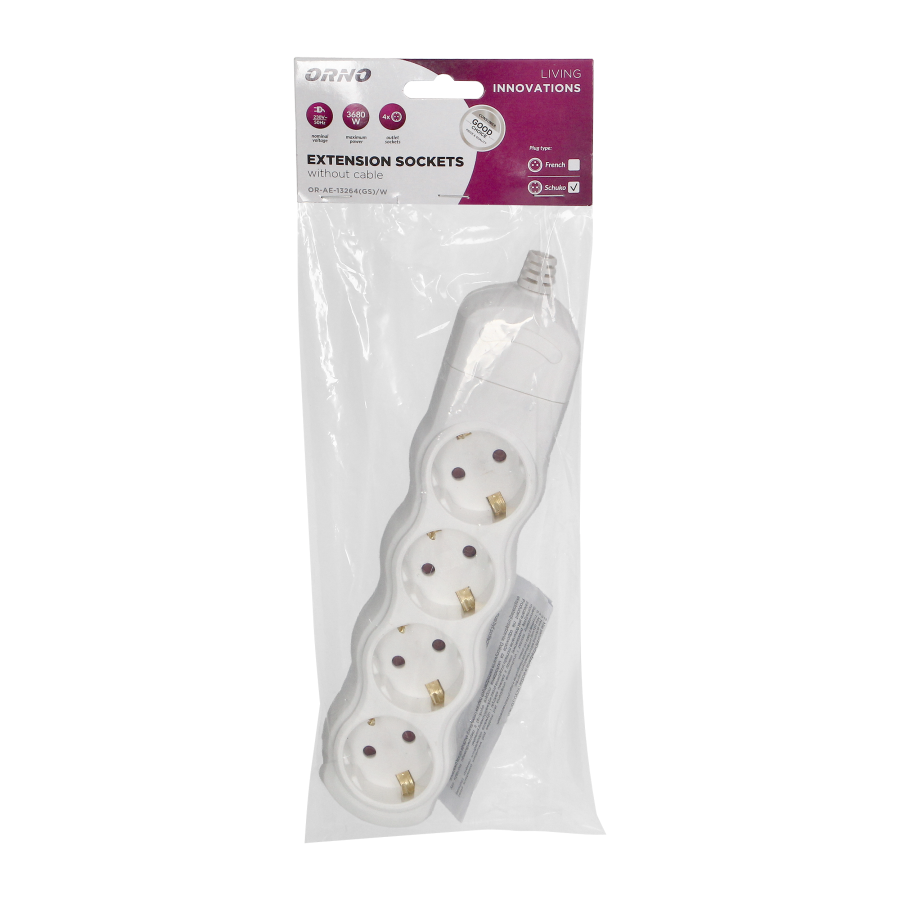 Socket splitter 4x2P+E (Schuko), white