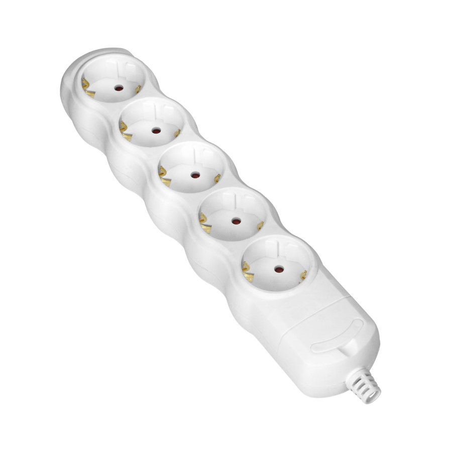 Socket splitter 5x2P+E (Schuko), white