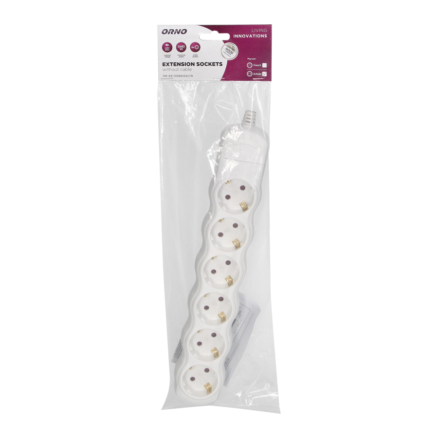 Socket splitter 6x2P+E (Schuko), white