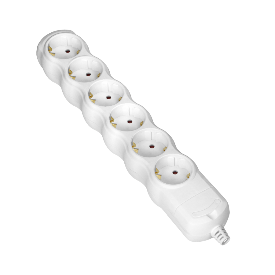 Socket splitter 6x2P+E (Schuko), white