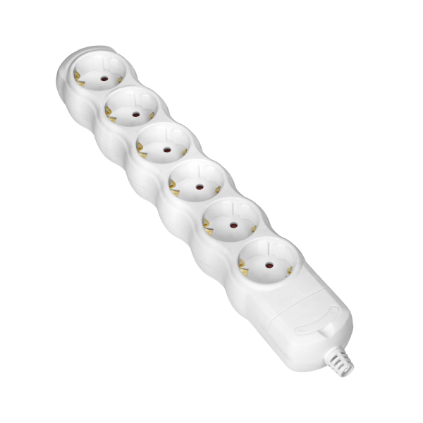 Socket splitter 6x2P+E (Schuko), white