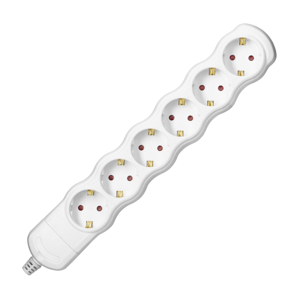 Rozgałęźnik 6x2P+Z Schuko, biały