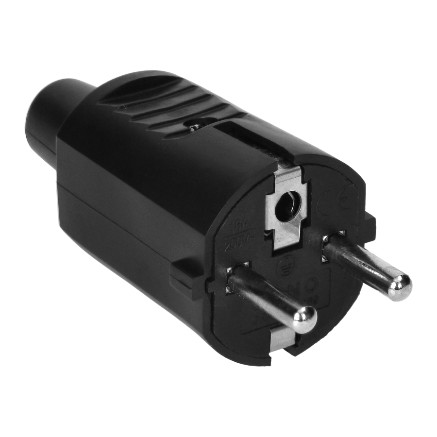 Wtyczka warsztatowa 2P+Z Uni-Schuko, czarna