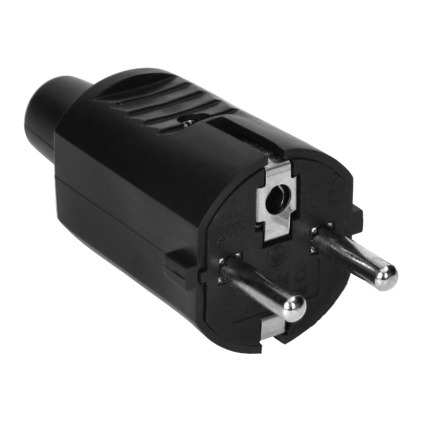 Wtyczka warsztatowa 2P+Z Uni-Schuko, czarna