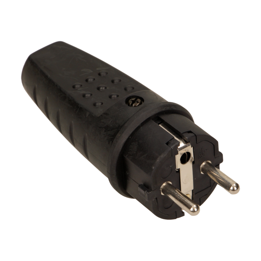 Wtyczka gumowa prosta IP44, czarna