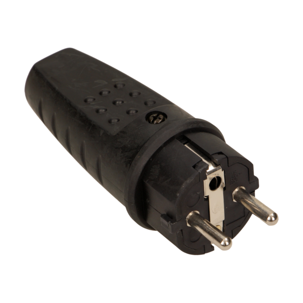 Wtyczka gumowa prosta IP44, czarna